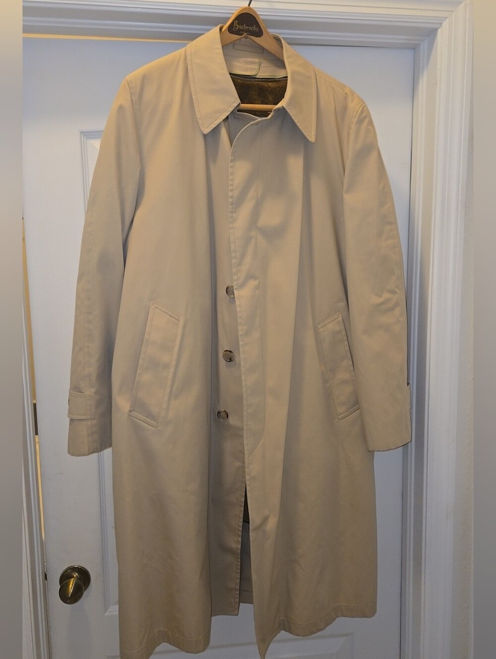 Vintage London Fog Maincoats Trench Coat Men's 42 Long Tan Faux Fur Liner USA